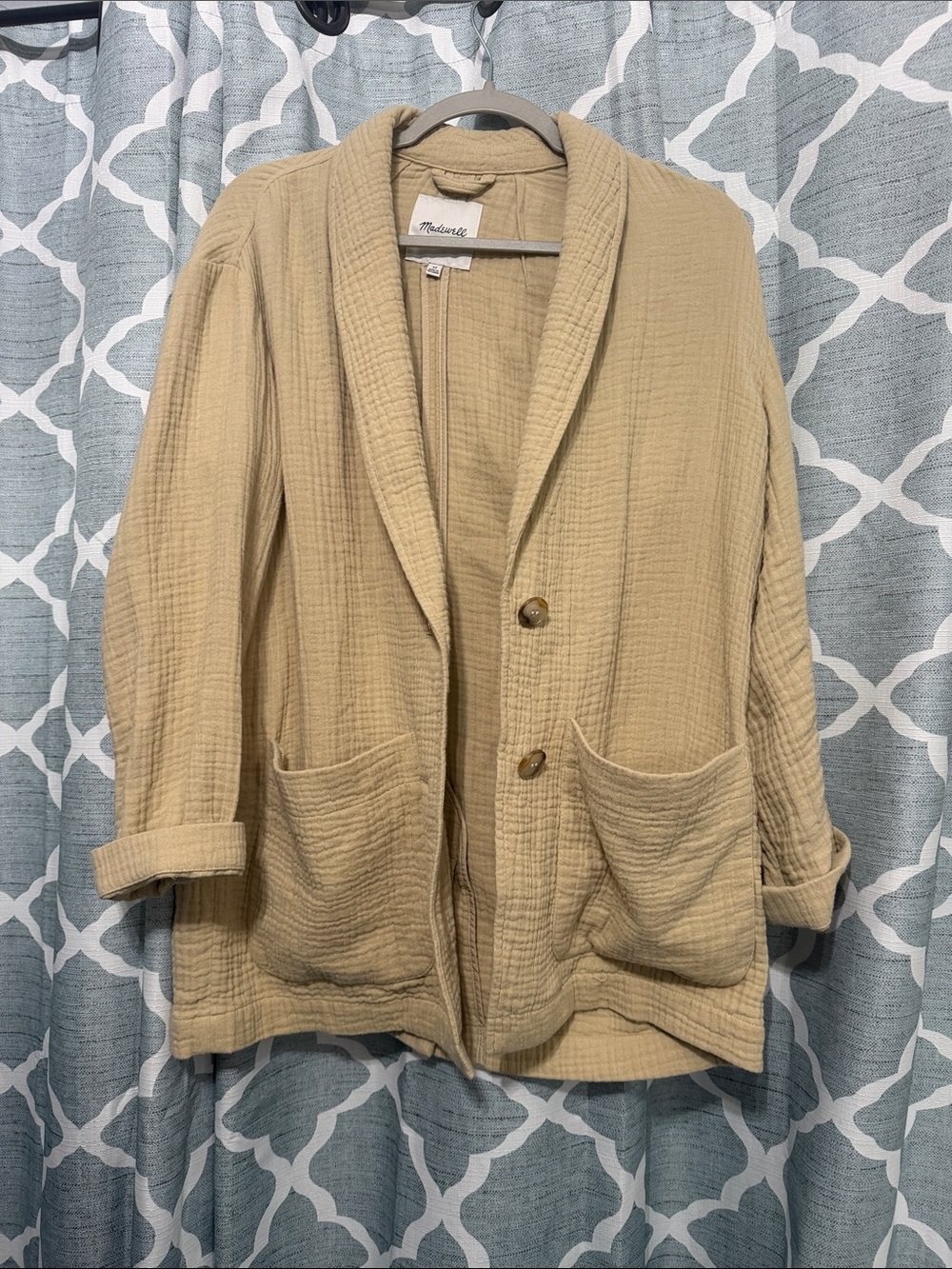 Madewell Beige Quilted Shawl-Collar Blazer
